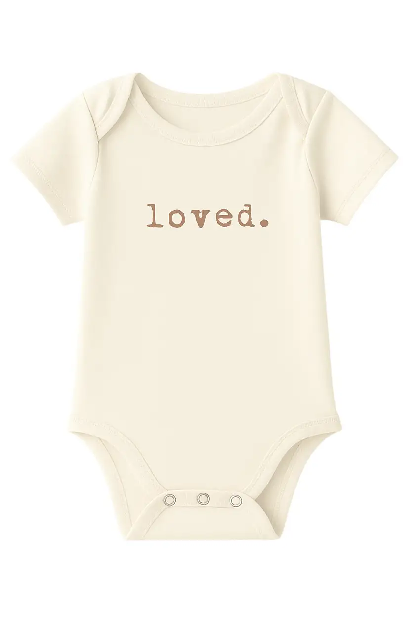 Loved. Clay Organic Cotton Baby Bodysuit Short Sleeve