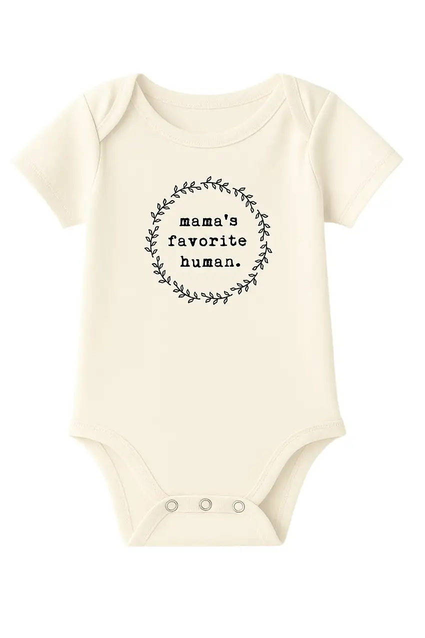 Mama's Favorite Human Organic Cotton Baby Bodysuit Short Sleeve