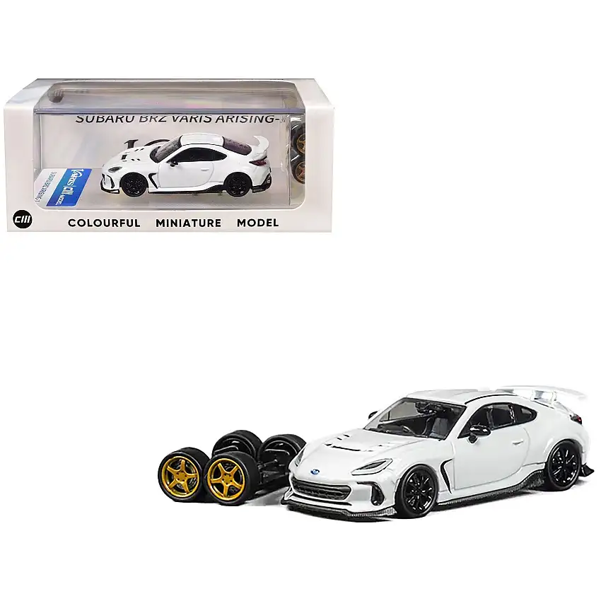 Subaru BRZ "Varis Arising-1" RHD (Right Hand Drive) White with Extra Wheels 1/64 Diecast Model Car by CM Model