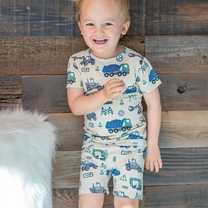 Trucks Diggers Construction Summer Pajama Set