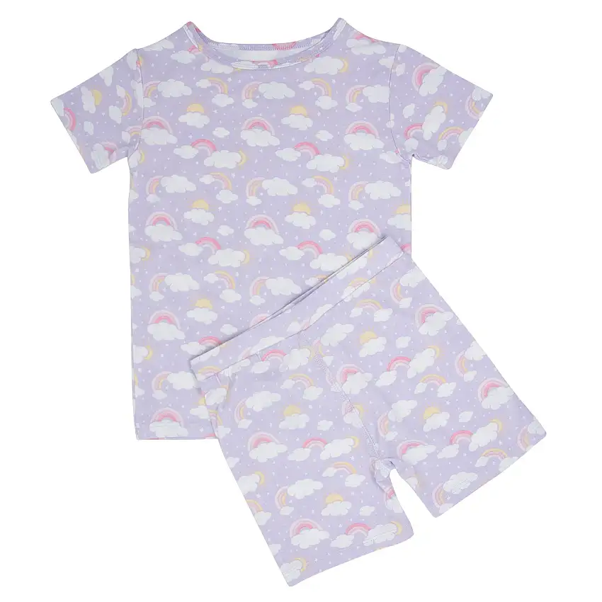 Lavender Rainbows And Clouds Summer Pajama Set