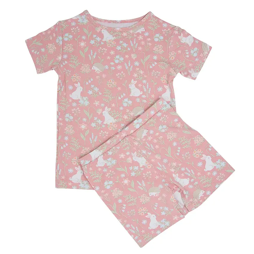 Pink Bunny Floral Summer Pajama Set