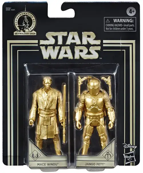 Star Wars The Empire Strikes Back Skywalker Saga Mace Windu & Jango Fett Action Figure 2-Pack [Gold Figures]