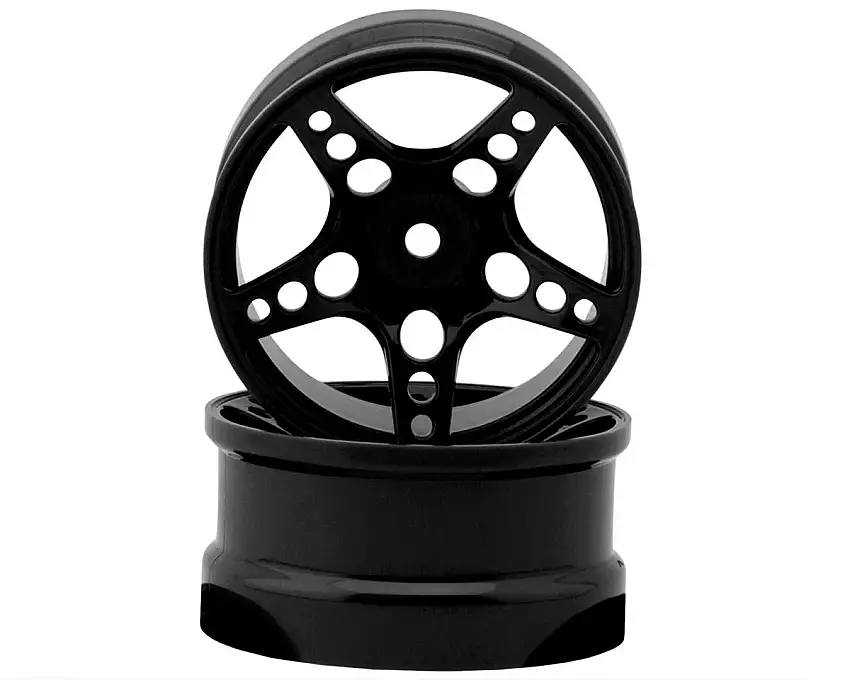 24K RC Technology 1/10 R-Fighter Drift Wheels (Black) (2) (6mm Offset) w/12mm Hex
