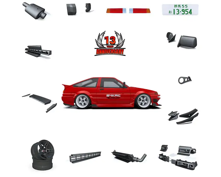 24K RC Technology 1/10 13th Anniversary J-Run Full Body Set (Clear) (Limited Edition)