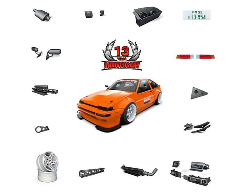 24K RC Technology 1/10 13th Anniversary D-Works Full Body Set (Clear) (Limited Edition)