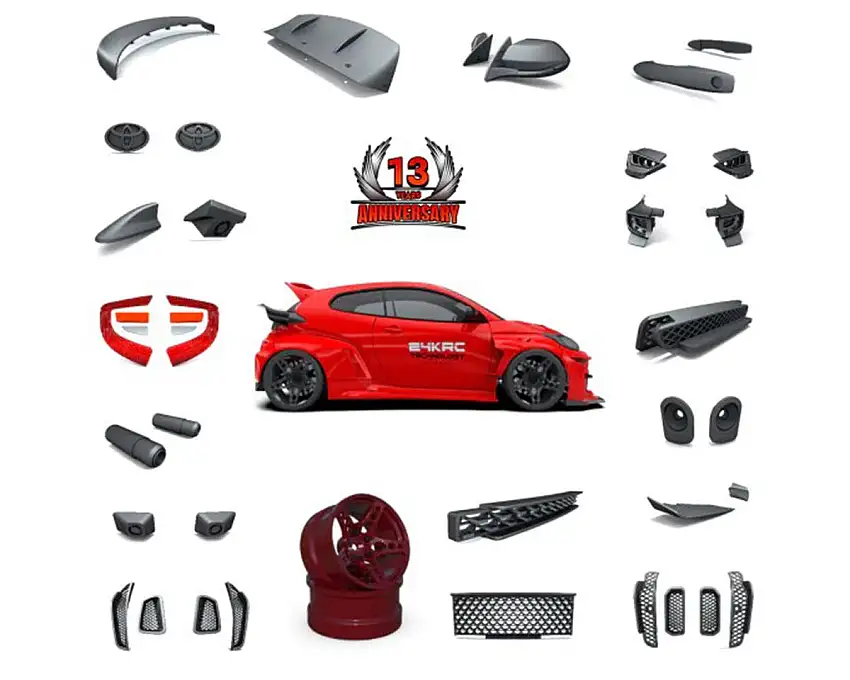 24K RC Technology 1/10 13th Anniversary Yaris Full Body Set (Clear) (Limited Edition)