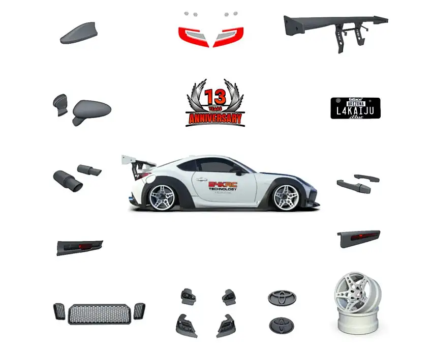 24K RC Technology 1/10 13th Anniversary GR86 LBWK Full Drift Body Set (Clear) (Limited Edition)