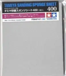 TAM-87147 Tamiya Models Sanding Sponge Sheet 4.5"x5.5" (5mm thick) 400 Grit