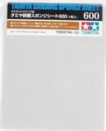 TAM-87148 Tamiya Models Sanding Sponge Sheet 4.5"x5.5" (5mm thick) 600 Grit
