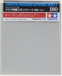 TAM-87161 Tamiya Models Sanding Sponge Sheet 4.5"x5.5" (5mm thick) 180 Grit
