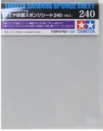 TAM-87162 Tamiya Models Sanding Sponge Sheet 4.5"x5.5" (5mm thick) 240 Grit