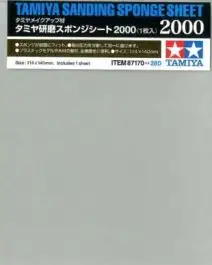 TAM-87170 Tamiya Models Sanding Sponge Sheet 4.5"x5.5" (5mm thick) 2000 Grit