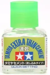 TAM-87182 Tamiya Models Extra Thin Cement Quick Setting (40ml Bottle) (6/Bx)