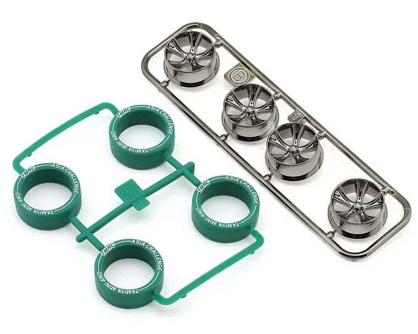 Tamiya JR Mini 4WD Small Diameter Low-Profile Tire & A-Spoke Wheels (4) (Asia Challenge)