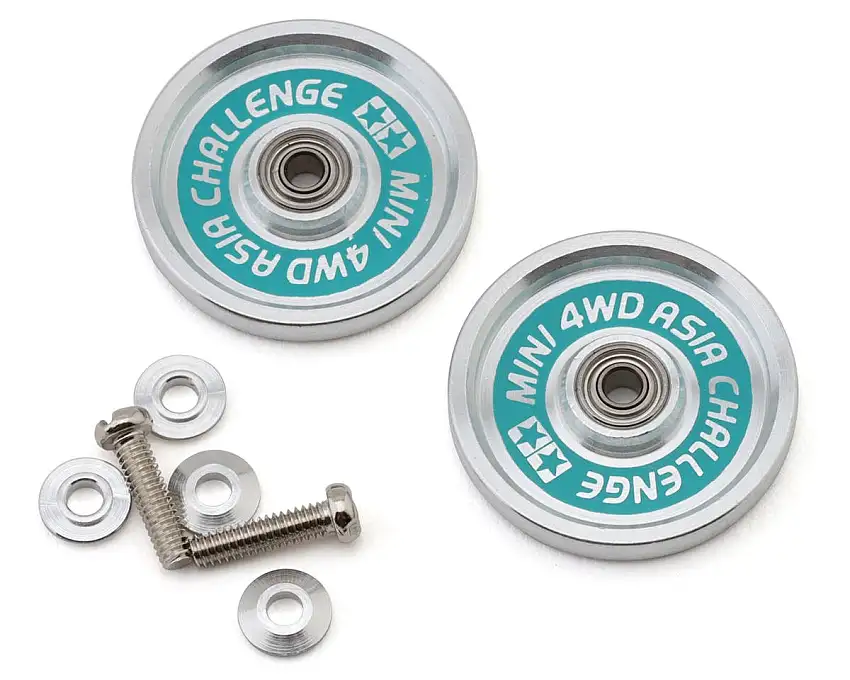 Tamiya JR HG 19mm Aluminum Ball-Race Limited-Edition Rollers Set (Ringless) (Asia Challenge/Green)