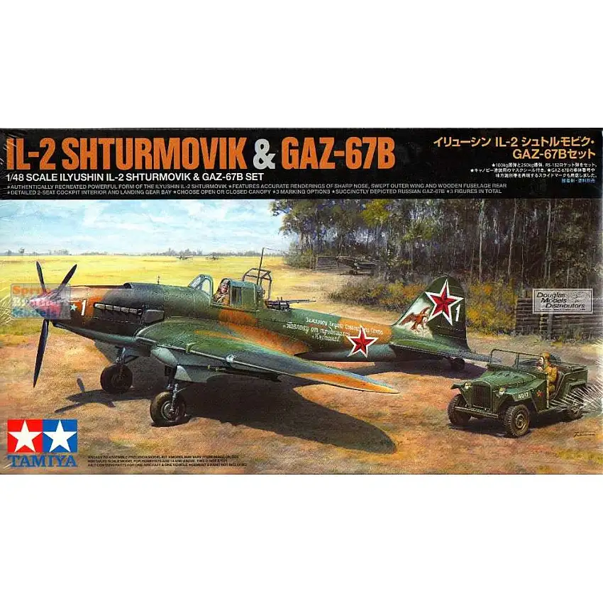 Tamiya - TAM25212 1:48 Tamiya IL-2 Stormovik & GAZ-67B