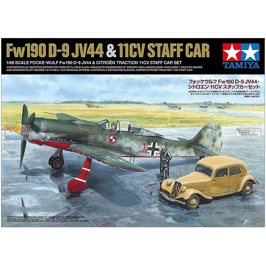 Tamiya - TAM25213 1:48 Tamiya Fw190D-9 JV44 & Citroen 11CV Staff Car [2 kits]