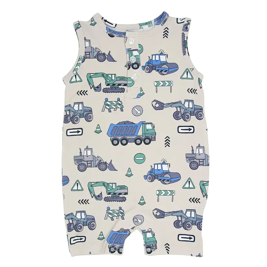Trucks Diggers Construction Tank Romper