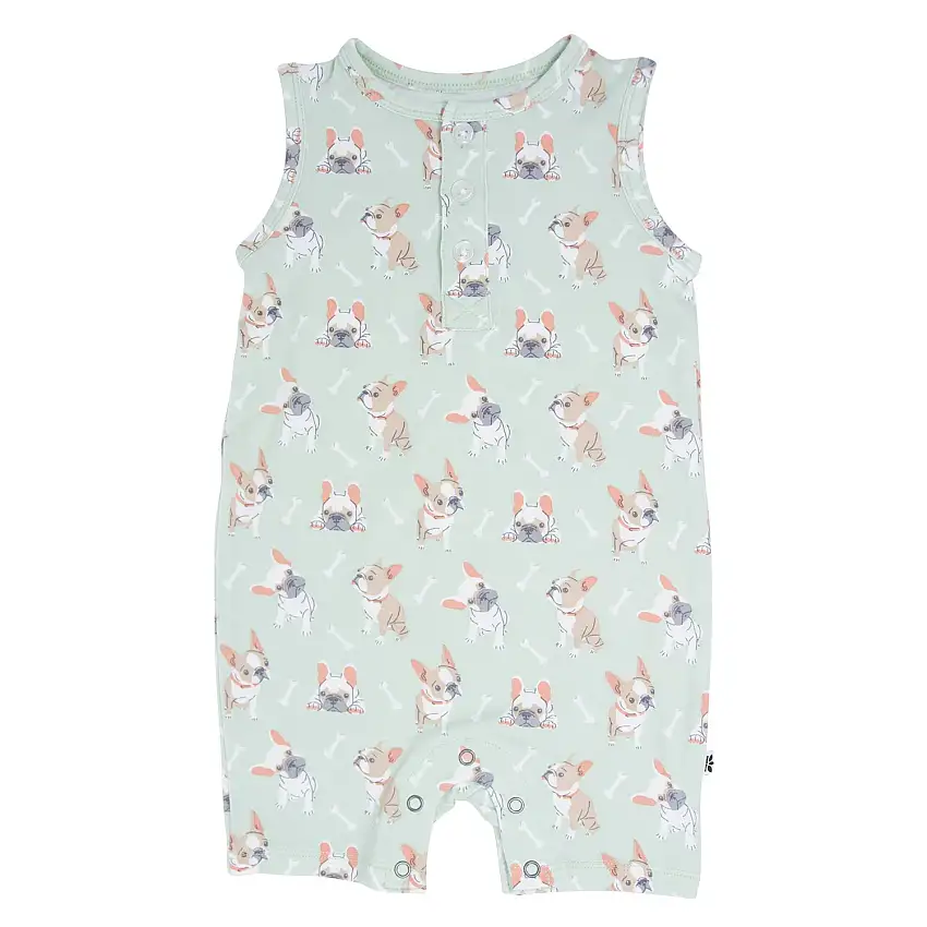 Mint Frenchie Puppy Tank Romper