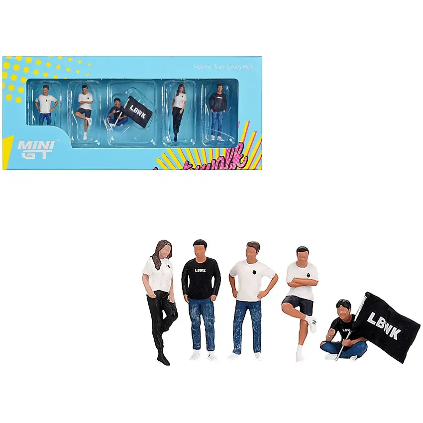 "Team Liberty Walk" 5 Piece Figure Set for 1/64 Scale Models by Mini GT