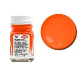 TES-1173 Testors 1/4oz. Bottle Finishing Enamel Fluorescent Orange (6/Bx)