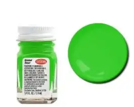 TES-1174 Testors 1/4oz. Bottle Finishing Enamel Fluorescent Green (6/Bx)