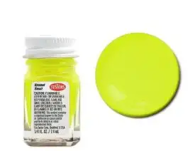 TES-1177 Testors 1/4oz. Bottle Finishing Enamel Fluorescent Yellow (6/Bx)