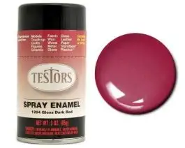 TES-1204 Testors 3oz. Spray Finishing Enamel Gloss Dark Red (3/Bx)