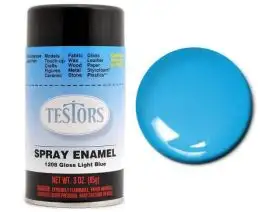 TES-1208 Testors 3oz. Spray Finishing Enamel Gloss Light Blue (3/Bx)