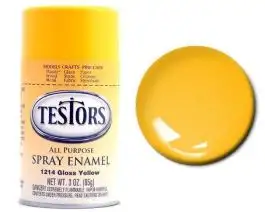 TES-1214 Testors 3oz. Spray Finishing Enamel Gloss Yellow (3/Bx)