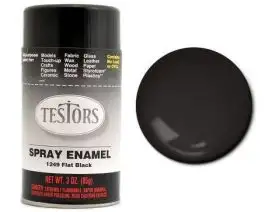 TES-1249 Testors 3oz. Spray Finishing Enamel Flat Black (3/Bx)