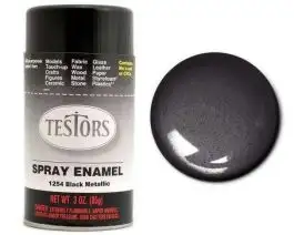 TES-1254 Testors 3oz. Spray Finishing Enamel Black Metallic (3/Bx)