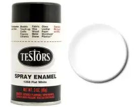 TES-1258 Testors 3oz. Spray Finishing Enamel Flat White (3/Bx)
