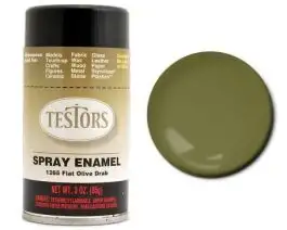 TES-1265 Testors 3oz. Spray Finishing Enamel Flat Olive Drab (3/Bx)