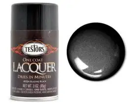 TES-1832 Testors 3oz. Spray One Coat Metallic Lacquer Blazing Black (3/Bx)
