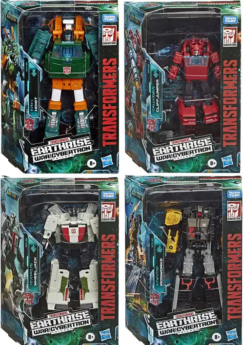 Transformers Generations Earthrise: War for Cybertron Hoist, Cliffjumper, Wheeljack, & Ironworks Deluxe Set of 4 Action Figures