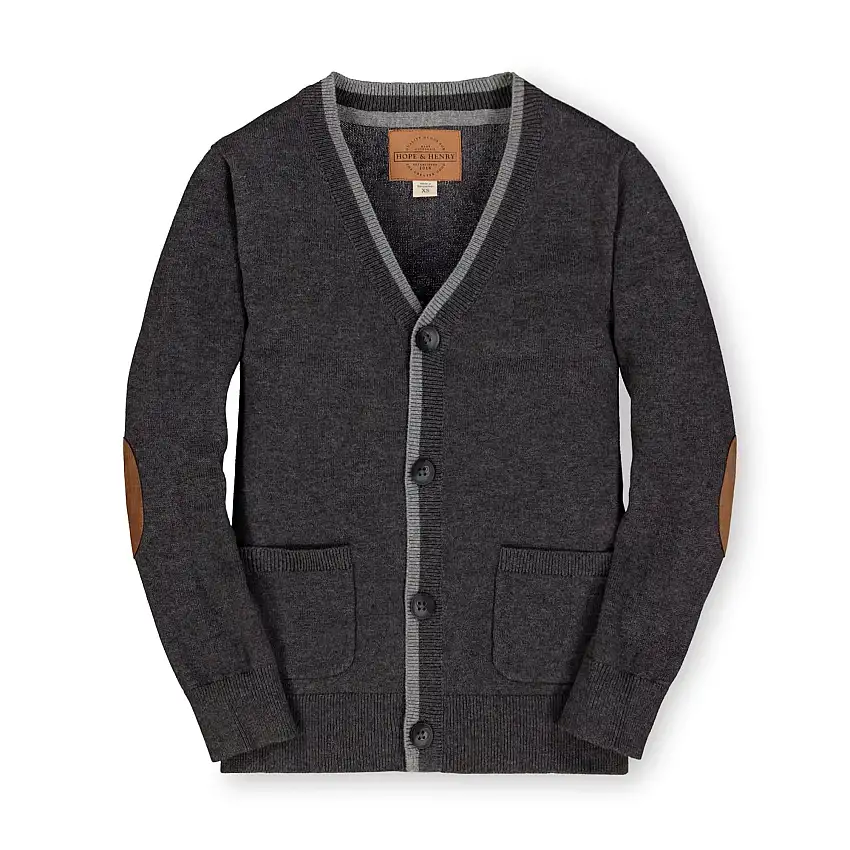 Organic Tipped Cardigan With Elbow Patches