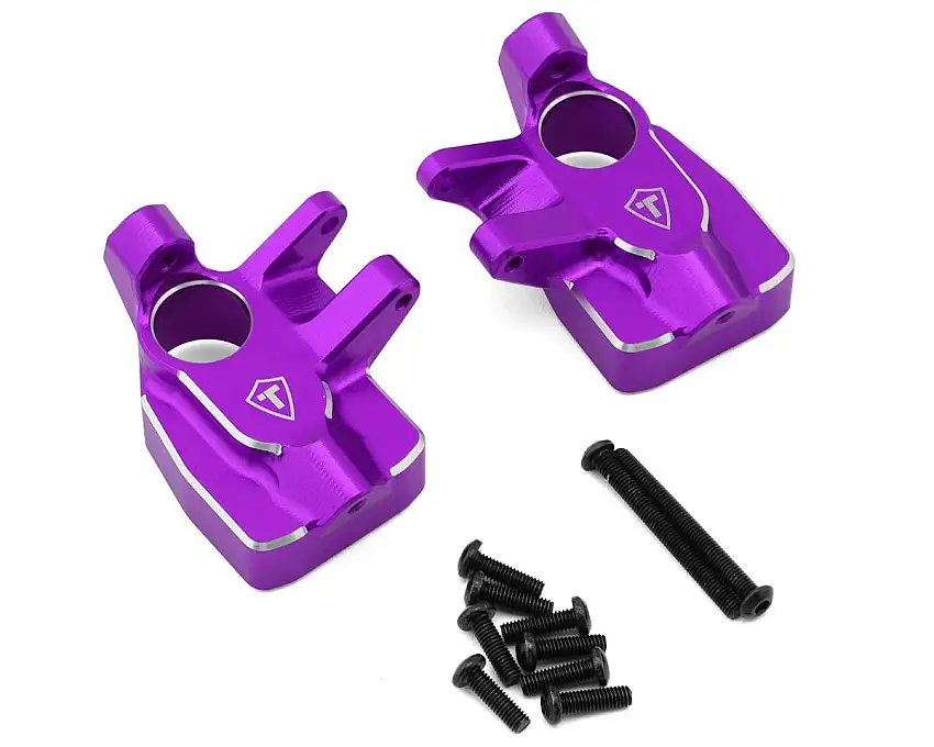 Treal Hobby Axial AXP8 Gilamon CNC-Machined Aluminum Front Steering Knuckles (Purple) (2)