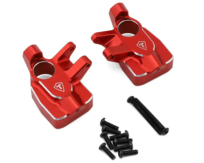 Treal Hobby Axial AXP8 Gilamon CNC-Machined Aluminum Front Steering Knuckles (Red) (2)