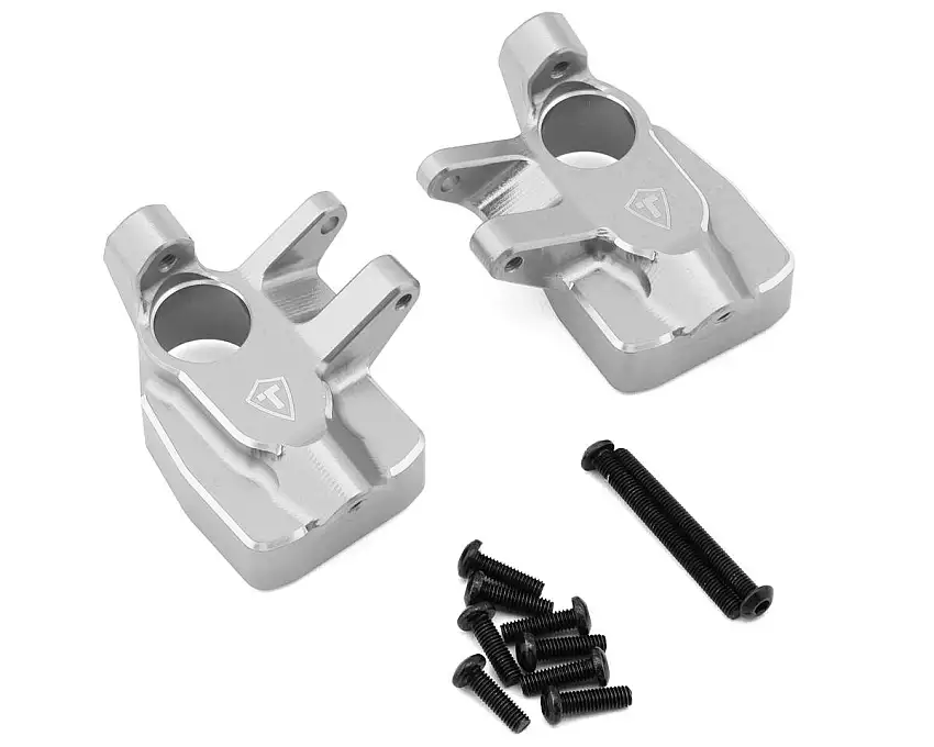 Treal Hobby Axial AXP8 Gilamon CNC-Machined Aluminum Front Steering Knuckles (Silver) (2)