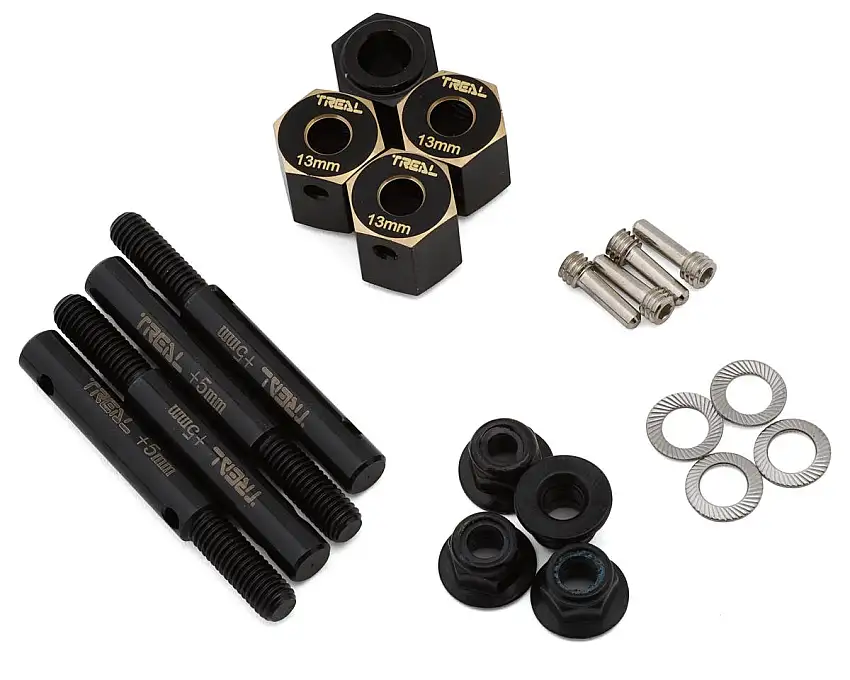Treal Hobby Axial AXP8 Gilamo Brass Hex Hub Adaptors w/Extended Shafts (13mm) (4)