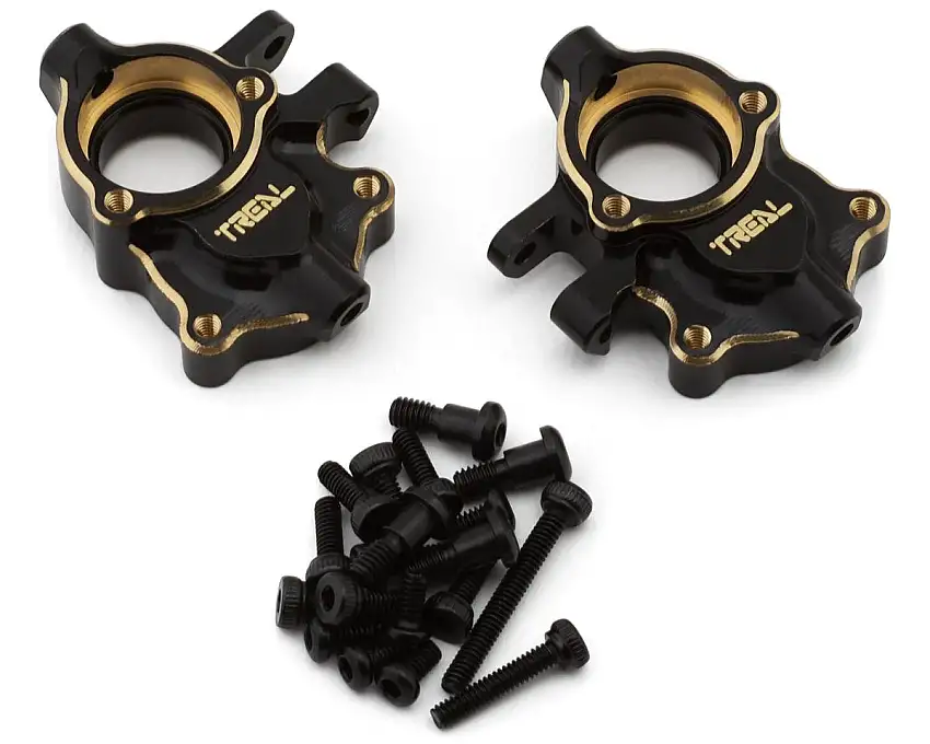 Treal Hobby Redcat Ascent-18 Brass Front Steering Knuckles/Inner Portal Covers (Black) (2) (27g)