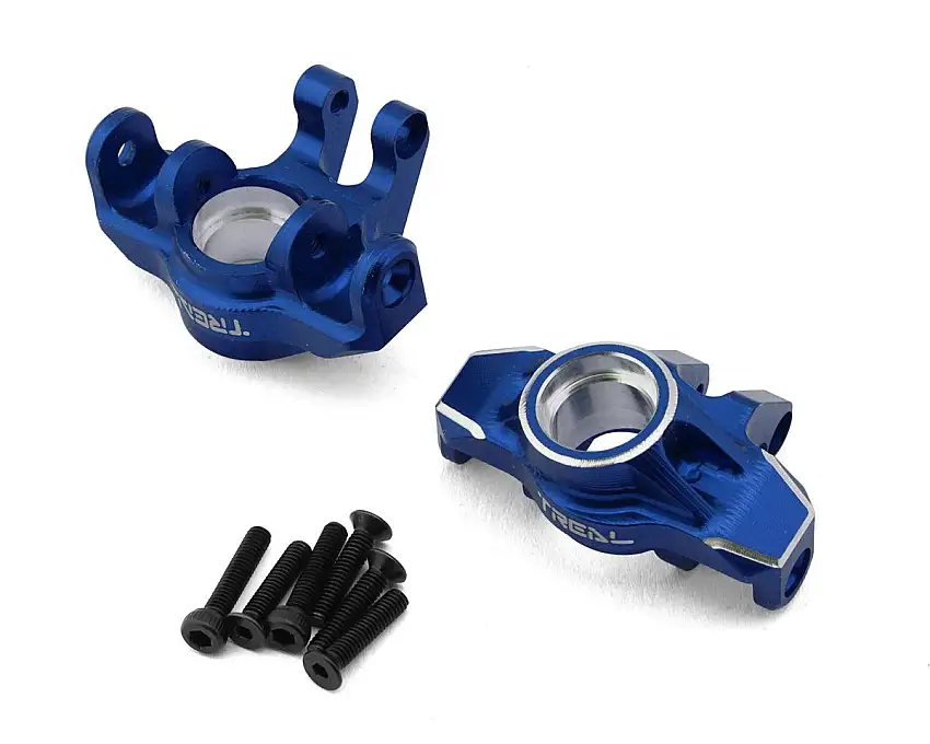 Treal Hobby Arrma Typhon/Granite Grom 7075 Aluminum Steering Knuckles (Blue) (2)