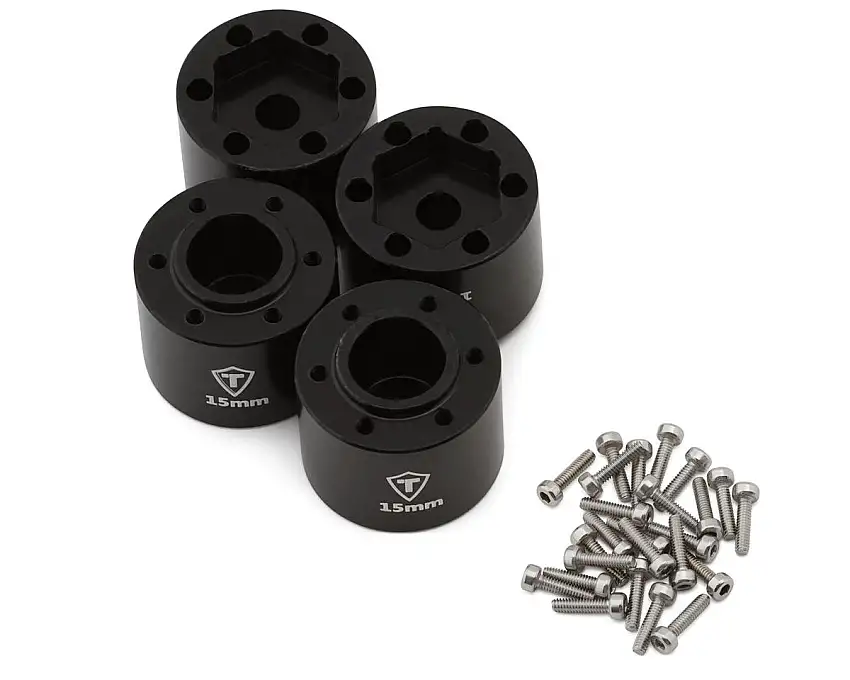 Treal Hobby Losi® Mini LMT 7075 Aluminum Extended Wheel Hex Hubs (Black) (4) (+15mm)