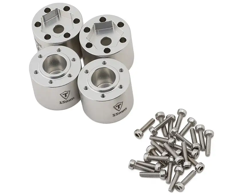 Treal Hobby Losi® Mini LMT 7075 Aluminum Extended Wheel Hex Hubs (Silver) (4) (+15mm)