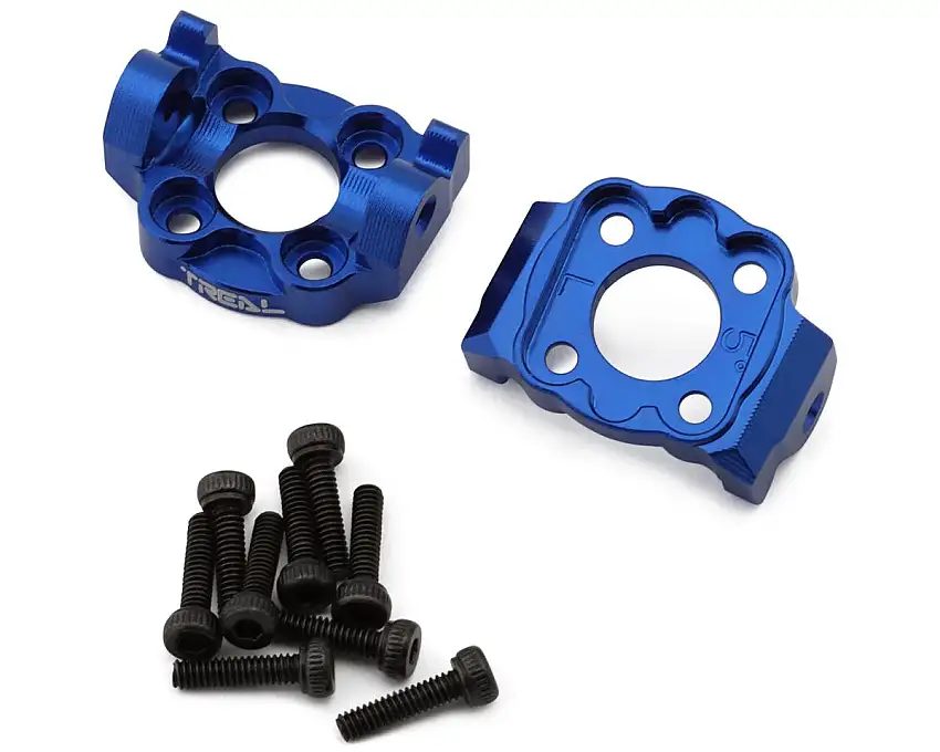 Treal Hobby Losi® Mini LMT Aluminum Front C-Hub Spindle Carriers (Blue) (2) (5°)