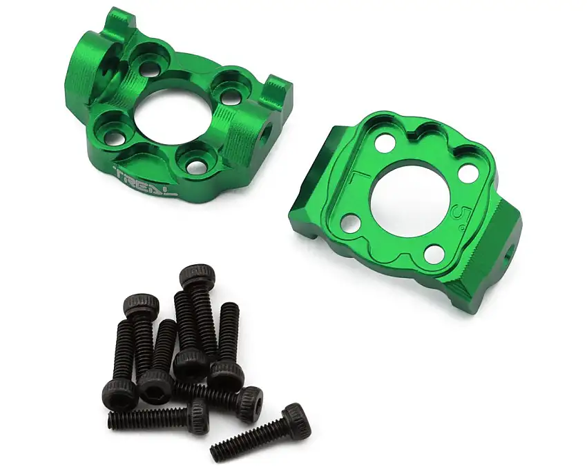 Treal Hobby Losi® Mini LMT Aluminum Front C-Hub Spindle Carriers (Green) (2) (5°)