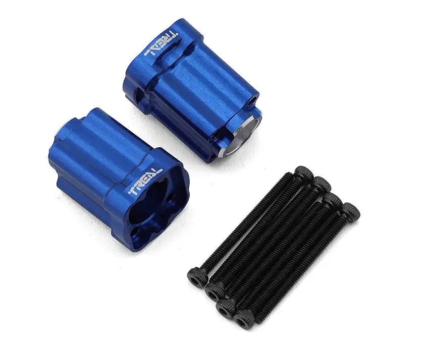 Treal Hobby Losi® Mini LMT 7075 Aluminum Rear Hub Axle Mounts (3°) (Blue) (2)
