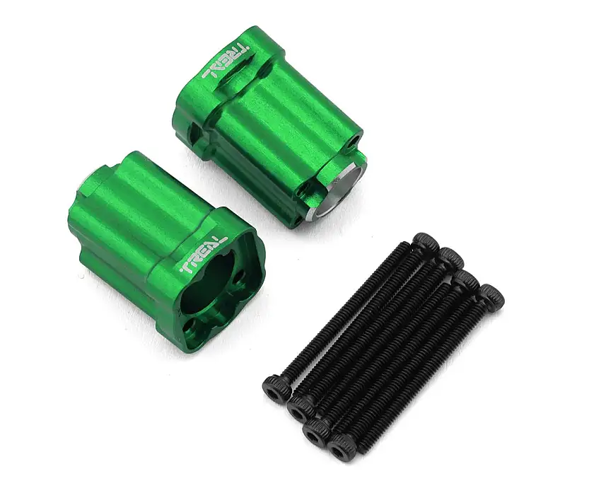 Treal Hobby Losi® Mini LMT 7075 Aluminum Rear Hub Axle Mounts (3°) (Green) (2)